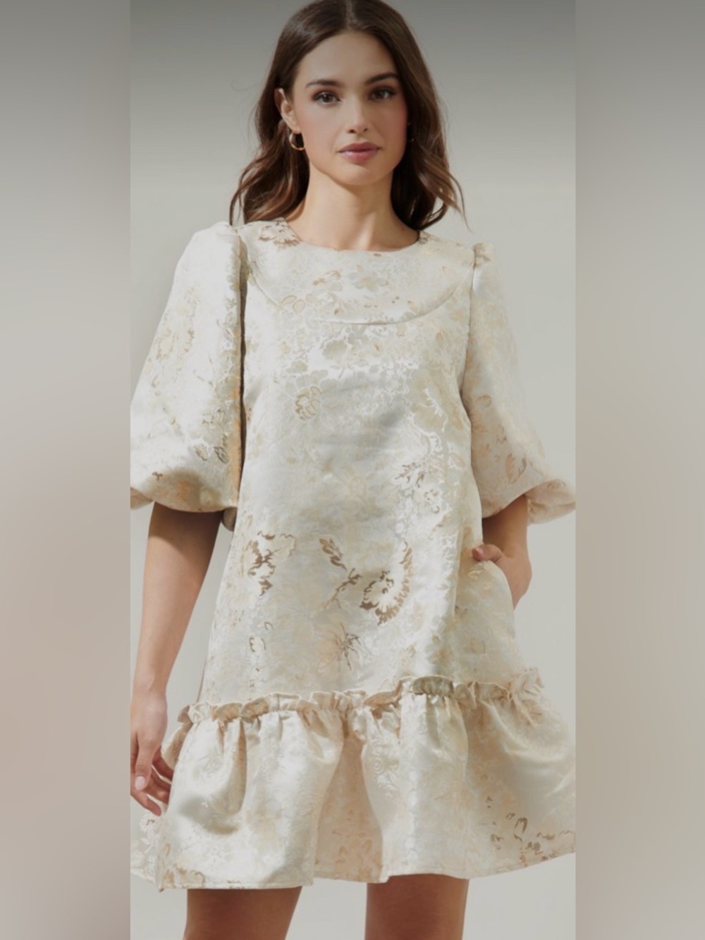 Korean “K style” Brocade Midi Dress